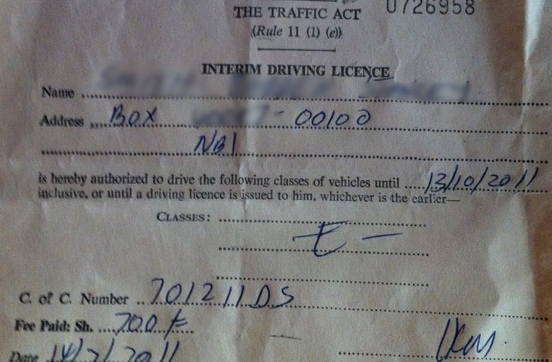 temporary driving license (Kenya)