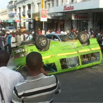 A 14 Seater Matatu Overturns in Mombasa CBD