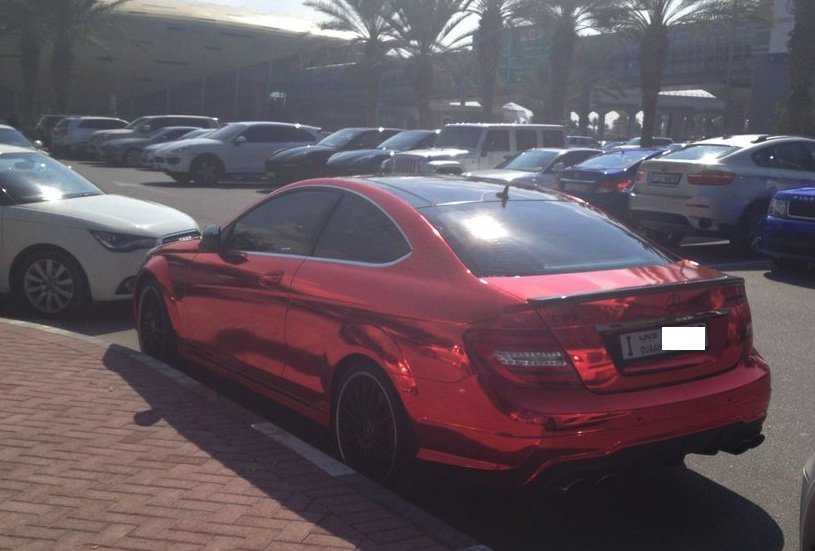 One Mercedes owner went for the chrome red look. 