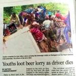 Nyeri youths ignore cries for help in scramble for free beer
