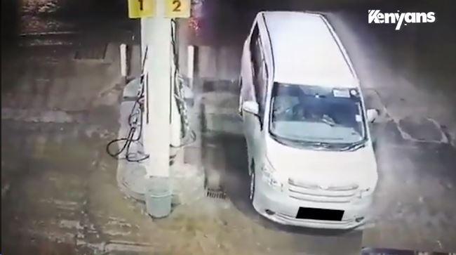 CCTV captures man stealing lubricants from a petrol station.