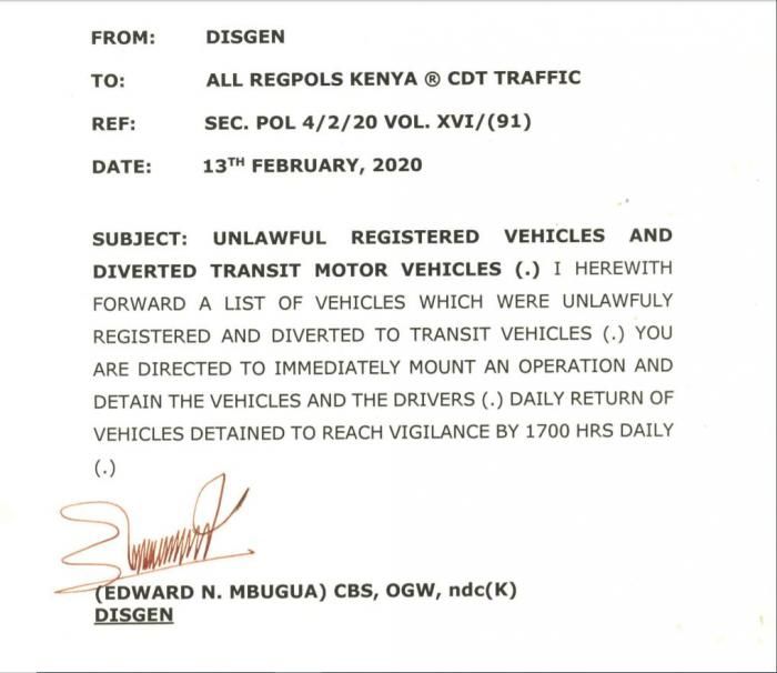 Photo of the statement by Deputy Inspector General of Police Edward Mbugua issued on Tuesday, February 18, 2020.