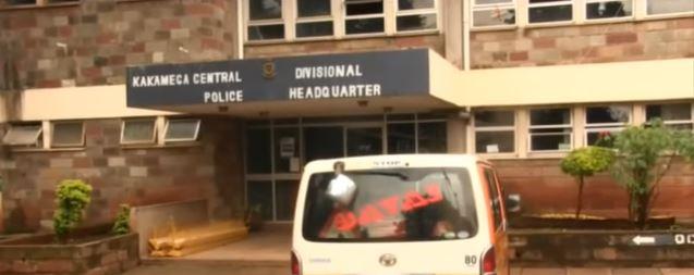 The matatu that was allegedly involved in a murder, parked outside Kakamega Police Headquarters