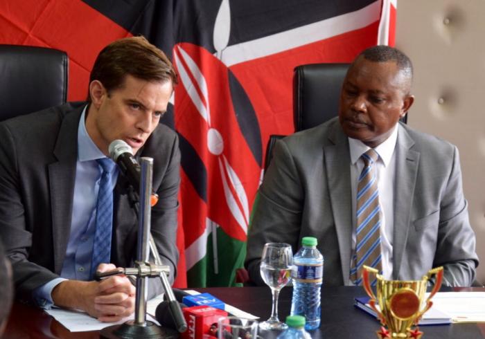 German Deputy Ambassador Thomas Wimmer with DCI George Kinoti at the directorate's headquarters on Friday, December 6, 2019.