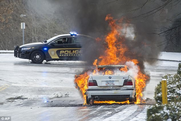 In Brookhaven, Georgia, after an unexpected snowfall in January 2014, one motorist left his BMW E36 M3 on the impassable road overnight. It burst into flames before he returned