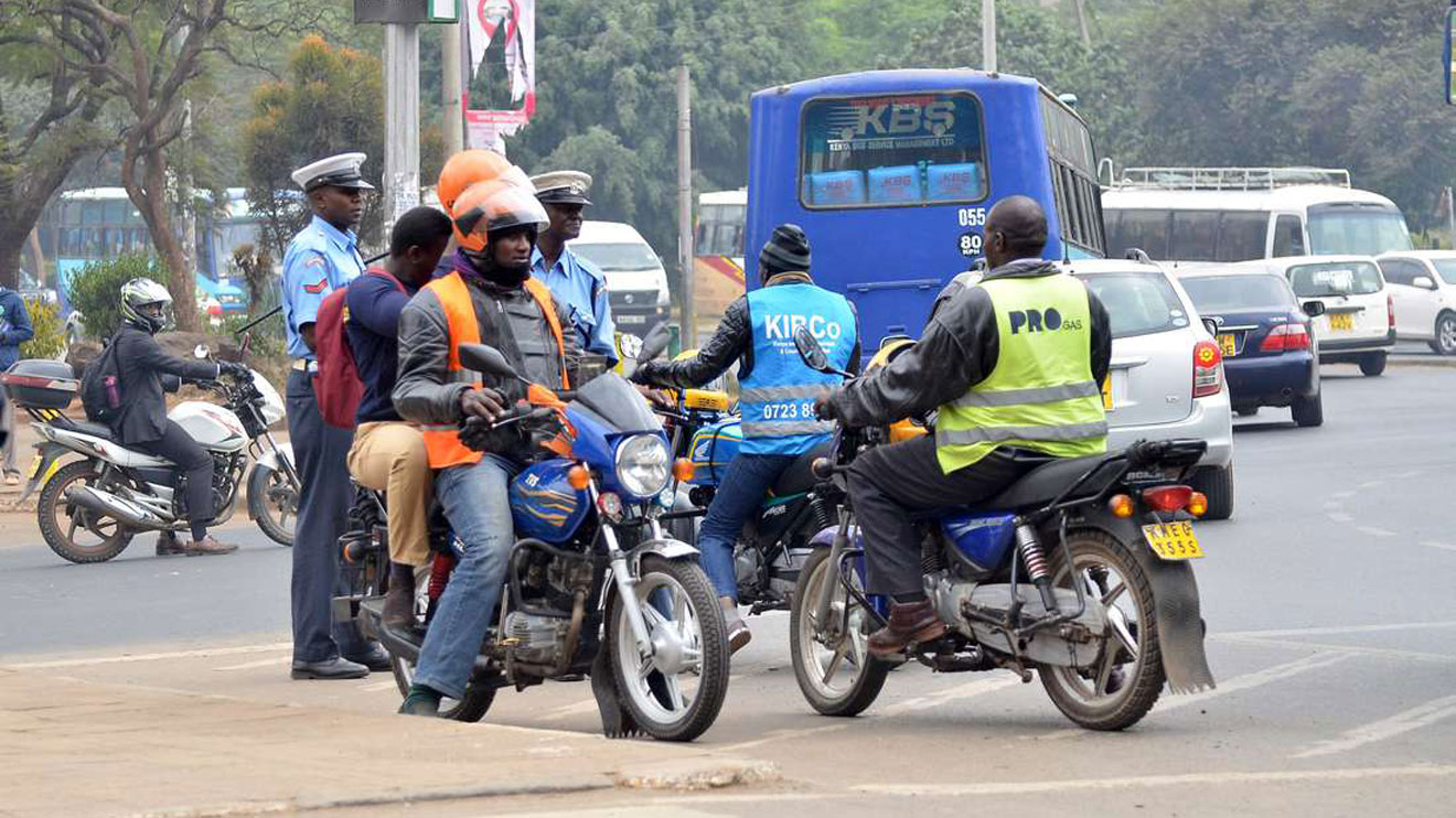 Boda Boda riders turn a roundabout to pick and drop passengers along Kenyatta Avenue in Nairobi. PHOTO | SILA KIPLAGAT